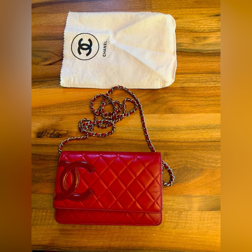 Chanel Red Quilted Crossbody Wallet on Chain Vintage